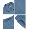 COOFANDY Men’s 2 Piece Outfit Casual Short Sleeve Button Down Shirt Beach Summer Loose Pant Sets(Grey Blue)