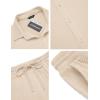 COOFANDY Men’s 2 Piece Outfit Casual Short Sleeve Button Down Shirt Beach Summer Loose Pant Sets(Khaki)