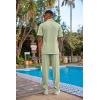 COOFANDY Men’s 2 Piece Outfit Casual Short Sleeve Button Down Shirt Beach Summer Loose Pant Sets(Light Green)