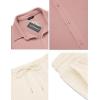 COOFANDY Men’s 2 Piece Outfit Casual Short Sleeve Button Down Shirt Beach Summer Loose Pant Sets(Light Pink Beige)