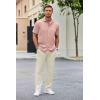 COOFANDY Men’s 2 Piece Outfit Casual Short Sleeve Button Down Shirt Beach Summer Loose Pant Sets(Light Pink Beige)