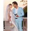 COOFANDY Mens 2 Piece Suit Slim Fit 2 Button Formal Jacket Suits Pants Set for Wedding Business Prom(Light Blue)