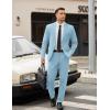 COOFANDY Mens 2 Piece Suit Slim Fit 2 Button Formal Jacket Suits Pants Set for Wedding Business Prom(Light Blue)