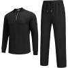 COOFANDY Men’s 2 Piece Tracksuit Set Polo Athletic Sweatsuit Quarter Zip Jogging Long Sleeve Casual Sports Outfits(All Black)