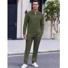 COOFANDY Men’s 2 Piece Tracksuit Set Polo Athletic Sweatsuit Quarter Zip Jogging Long Sleeve Casual Sports Outfits(Army Green)