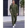 COOFANDY Men’s 2 Piece Tracksuit Set Polo Athletic Sweatsuit Quarter Zip Jogging Long Sleeve Casual Sports Outfits(Army Green)