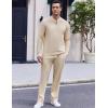 COOFANDY Men’s 2 Piece Tracksuit Set Polo Athletic Sweatsuit Quarter Zip Jogging Long Sleeve Casual Sports Outfits(Beige)