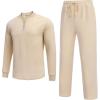 COOFANDY Men’s 2 Piece Tracksuit Set Polo Athletic Sweatsuit Quarter Zip Jogging Long Sleeve Casual Sports Outfits(Beige)