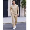 COOFANDY Men’s 2 Piece Tracksuit Set Polo Athletic Sweatsuit Quarter Zip Jogging Long Sleeve Casual Sports Outfits(Beige)