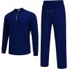 COOFANDY Men’s 2 Piece Tracksuit Set Polo Athletic Sweatsuit Quarter Zip Jogging Long Sleeve Casual Sports Outfits(Blue)