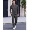 COOFANDY Men’s 2 Piece Tracksuit Set Polo Athletic Sweatsuit Quarter Zip Jogging Long Sleeve Casual Sports Outfits(Dark Grey)