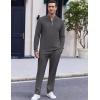 COOFANDY Men’s 2 Piece Tracksuit Set Polo Athletic Sweatsuit Quarter Zip Jogging Long Sleeve Casual Sports Outfits(Dark Grey)