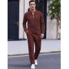 COOFANDY Men’s 2 Piece Tracksuit Set Polo Athletic Sweatsuit Quarter Zip Jogging Long Sleeve Casual Sports Outfits(Dark Red)