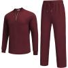 COOFANDY Men’s 2 Piece Tracksuit Set Polo Athletic Sweatsuit Quarter Zip Jogging Long Sleeve Casual Sports Outfits(Dark Red)