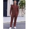 COOFANDY Men’s 2 Piece Tracksuit Set Polo Athletic Sweatsuit Quarter Zip Jogging Long Sleeve Casual Sports Outfits(Dark Red)