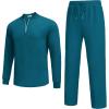 COOFANDY Men’s 2 Piece Tracksuit Set Polo Athletic Sweatsuit Quarter Zip Jogging Long Sleeve Casual Sports Outfits(Denim Blue)