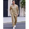 COOFANDY Men’s 2 Piece Tracksuit Set Polo Athletic Sweatsuit Quarter Zip Jogging Long Sleeve Casual Sports Outfits(Khaki)