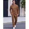 COOFANDY Men’s 2 Piece Tracksuit Set Polo Athletic Sweatsuit Quarter Zip Jogging Long Sleeve Casual Sports Outfits(Light Brown)