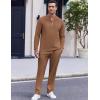 COOFANDY Men’s 2 Piece Tracksuit Set Polo Athletic Sweatsuit Quarter Zip Jogging Long Sleeve Casual Sports Outfits(Light Brown)