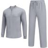 COOFANDY Men’s 2 Piece Tracksuit Set Polo Athletic Sweatsuit Quarter Zip Jogging Long Sleeve Casual Sports Outfits(Light Grey)