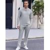 COOFANDY Men’s 2 Piece Tracksuit Set Polo Athletic Sweatsuit Quarter Zip Jogging Long Sleeve Casual Sports Outfits(Light Grey)