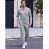 COOFANDY Men’s 2 Piece Tracksuit Set Polo Athletic Sweatsuit Quarter Zip Jogging Long Sleeve Casual Sports Outfits(Light Grey)