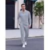 COOFANDY Men’s 2 Piece Tracksuit Set Polo Athletic Sweatsuit Quarter Zip Jogging Long Sleeve Casual Sports Outfits(Light Grey Jacquard)