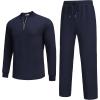 COOFANDY Men’s 2 Piece Tracksuit Set Polo Athletic Sweatsuit Quarter Zip Jogging Long Sleeve Casual Sports Outfits(Navy Blue)