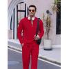 COOFANDY Men’s 2 Piece Tracksuit Set Polo Athletic Sweatsuit Quarter Zip Jogging Long Sleeve Casual Sports Outfits(Red)