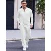 COOFANDY Men’s 2 Piece Tracksuit Set Polo Athletic Sweatsuit Quarter Zip Jogging Long Sleeve Casual Sports Outfits(White)