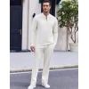 COOFANDY Men’s 2 Piece Tracksuit Set Polo Athletic Sweatsuit Quarter Zip Jogging Long Sleeve Casual Sports Outfits(White)