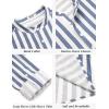 COOFANDY Men’s 2 Pieces Cotton Linen Set Long Sleeve Henley Shirts Casual Beach Pants With Pockets Summer Yoga Outfits(Blue Striped)