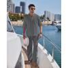 COOFANDY Men’s 2 Pieces Cotton Linen Set Long Sleeve Henley Shirts Casual Beach Pants With Pockets Summer Yoga Outfits(Dark Grey)