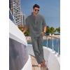 COOFANDY Men’s 2 Pieces Cotton Linen Set Long Sleeve Henley Shirts Casual Beach Pants With Pockets Summer Yoga Outfits(Dark Grey)