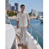 COOFANDY Men’s 2 Pieces Cotton Linen Set Long Sleeve Henley Shirts Casual Beach Pants With Pockets Summer Yoga Outfits(Grey)