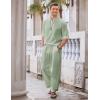 COOFANDY Men’s 2 Pieces Cotton Linen Set Long Sleeve Henley Shirts Casual Beach Pants With Pockets Summer Yoga Outfits(Light Green)