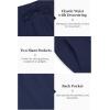 COOFANDY Men’s 2 Pieces Cotton Linen Set Long Sleeve Henley Shirts Casual Beach Pants With Pockets Summer Yoga Outfits(Navy Blue)