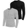 COOFANDY Men’s 2Pack Slim Fit Henley Shirts Long Sleeve Lightweight Fashion Casual Cotton Basic T Shirts(Black/Light Gray)