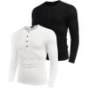 COOFANDY Men’s 2Pack Slim Fit Henley Shirts Long Sleeve Lightweight Fashion Casual Cotton Basic T Shirts(Black/White)