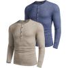 COOFANDY Men’s 2Pack Slim Fit Henley Shirts Long Sleeve Lightweight Fashion Casual Cotton Basic T Shirts(Blue/Khaki)