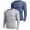 COOFANDY Men’s 2Pack Slim Fit Henley Shirts Long Sleeve Lightweight Fashion Casual Cotton Basic T Shirts(Blue/Light Gray)