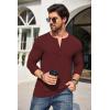 COOFANDY Men’s 2Pack Slim Fit Henley Shirts Long Sleeve Lightweight Fashion Casual Cotton Basic T Shirts(Wine Red)