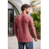 COOFANDY Men’s 2Pack Slim Fit Henley Shirts Long Sleeve Lightweight Fashion Casual Cotton Basic T Shirts(Wine Red/Blue)