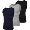 COOFANDY Men’s 3 Pack Workout Tank Tops Gym Sleeveless Shirts V Neck Bodybuilding Muscle Tee Shirt(Black/Light Grey/Navy Blue)