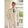 COOFANDY Men’s 3 Piece Linen Suits Casual Lightweight Blazer Jackets Vest Pants Set for Wedding Business Prom(Beige)