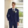 COOFANDY Men’s 3 Piece Linen Suits Casual Lightweight Blazer Jackets Vest Pants Set for Wedding Business Prom(Dark Blue)