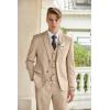 COOFANDY Men’s 3 Piece Linen Suits Casual Lightweight Blazer Jackets Vest Pants Set for Wedding Business Prom(Khaki)