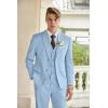 COOFANDY Men’s 3 Piece Linen Suits Casual Lightweight Blazer Jackets Vest Pants Set for Wedding Business Prom(Light Blue)