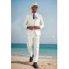 COOFANDY Men’s 3 Piece Linen Suits Casual Lightweight Blazer Jackets Vest Pants Set for Wedding Business Prom(White)