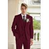 COOFANDY Men’s 3 Piece Linen Suits Casual Lightweight Blazer Jackets Vest Pants Set for Wedding Business Prom(Wine Red)